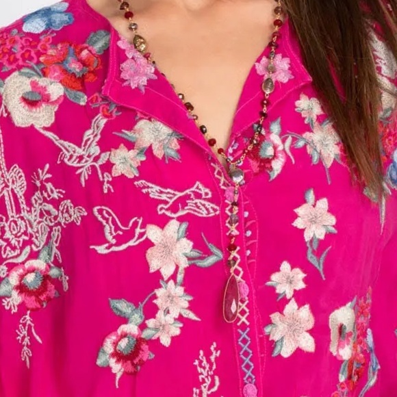 Johnny Was Elias Embroidered Blouse in Rose Violet - Picture 3 of 10